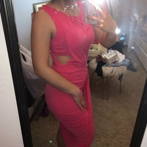 Pink Asymmetrical Bodycon Dress